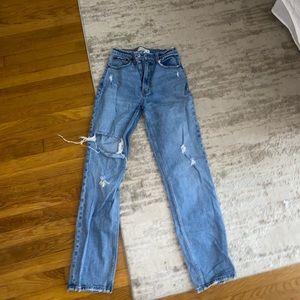 Abercrombie Curve Love 90s High Rise Straight Jeans Distressed
